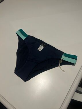 JETS Navy Bikini Bottom with Teal & Mint Accent Band